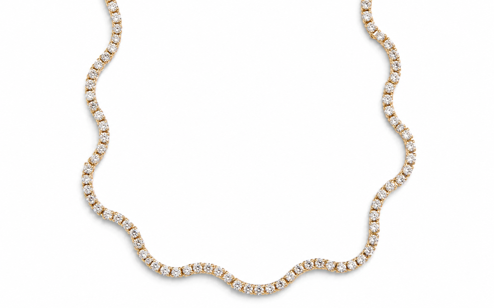 Moissanite Wave Tennis Necklace | 925 Silver & 14K Gold | VVS D Color