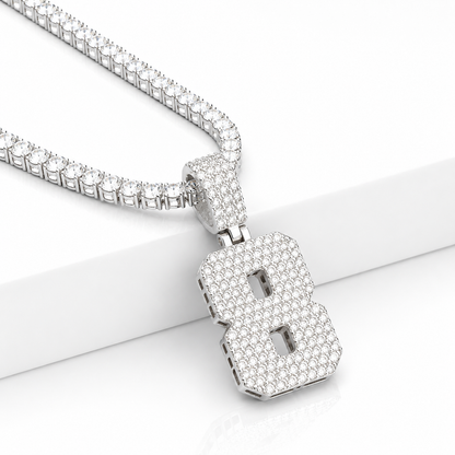 Iced Out Number Charm Pendant 0-9 | VVS D Color Moissanite | 925 Sterling Silver | GRA Certified | The Paradise Gems