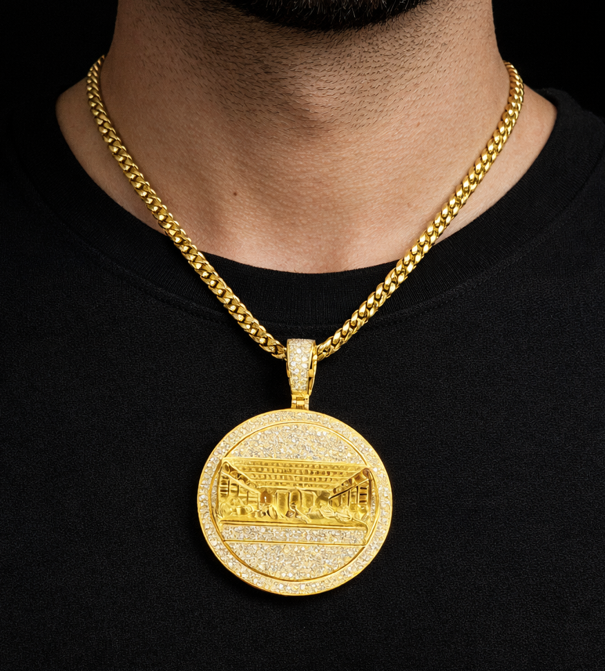 Moissanite Last Supper Pendant | 5ct VVS D Color | 925 Silver & 14K Gold | Fashion Jewelry