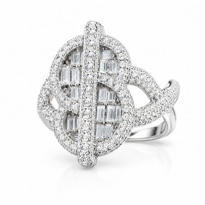 Mens Dollar Sign Moissanite Baguette Ring VVS | Passes Diamond Tester
