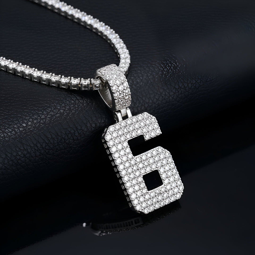 "0-9 " Round Style Numbers Charm with Moissanite Diamond VVS D Color | 925 SILVER | PASS DIAMOND TESTER!!!