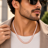 3mm moissanite tennis chain in rose gold plated 925 silver worn on neck, VVS D color