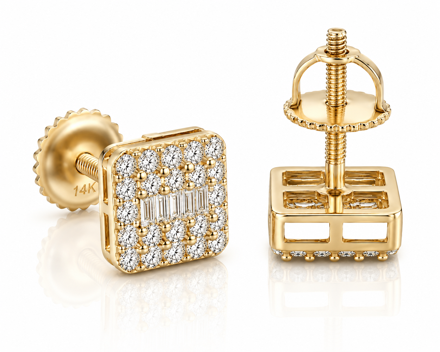 Moissanite Baguette Rectangle Stud Earrings — VVS D Color GRA Certified 925 Sterling Silver
