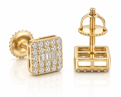 Moissanite Baguette Rectangle Stud Earrings — VVS D Color GRA Certified 925 Sterling Silver