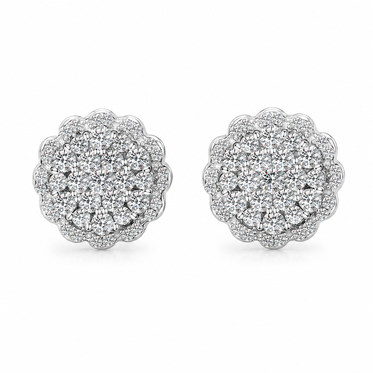 Moissanite cluster stud earrings 9.5MM VVS D color GRA certified 925 silver screw back Atlanta