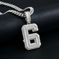 "0-9 " BAGUETTE STONE Style Numbers Charm with Moissanite Diamond VVS D Color | 925 SILVER | PASS DIAMOND TESTER!!!