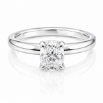 Oval Moissanite Solitaire Engagement Ring 1CT | GRA Certified featuring a sparkling oval-cut stone set on a polished silver band, perfect for elegant and timeless engagement jewelry.