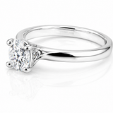 Oval Moissanite Solitaire Engagement Ring 1CT | GRA Certified featuring a sparkling oval moissanite set in a sleek, polished silver band, ideal for an elegant engagement gift.