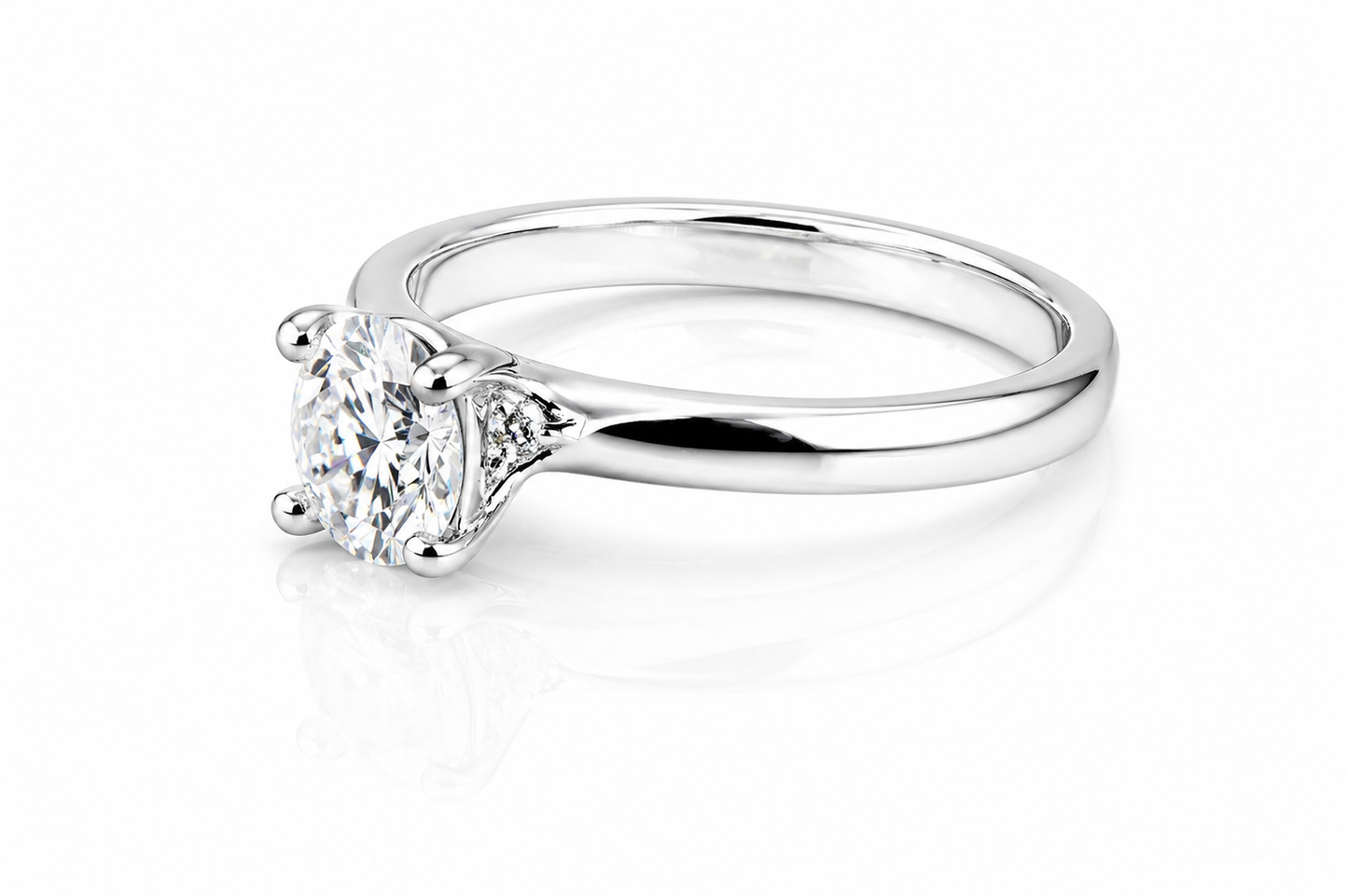 Oval Moissanite Solitaire Engagement Ring 1CT | GRA Certified featuring a sparkling oval moissanite set in a sleek, polished silver band, ideal for an elegant engagement gift.