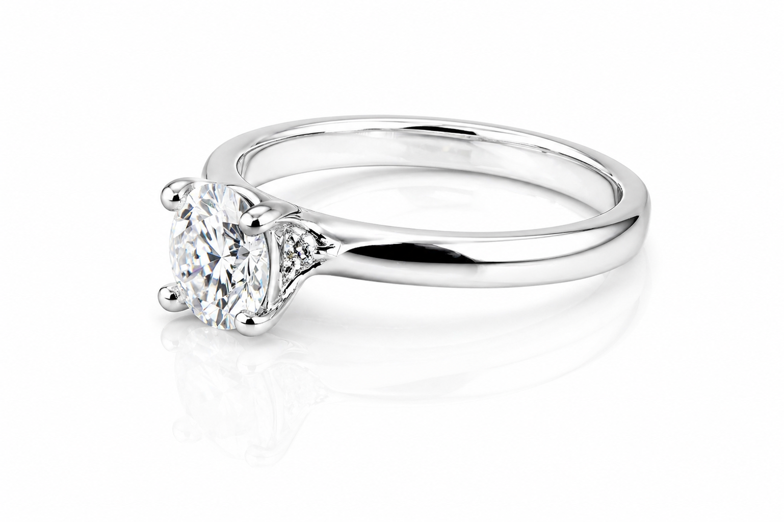 Oval Moissanite Solitaire Engagement Ring 1CT | GRA Certified featuring a sparkling oval moissanite set in a sleek, polished silver band, ideal for an elegant engagement gift.