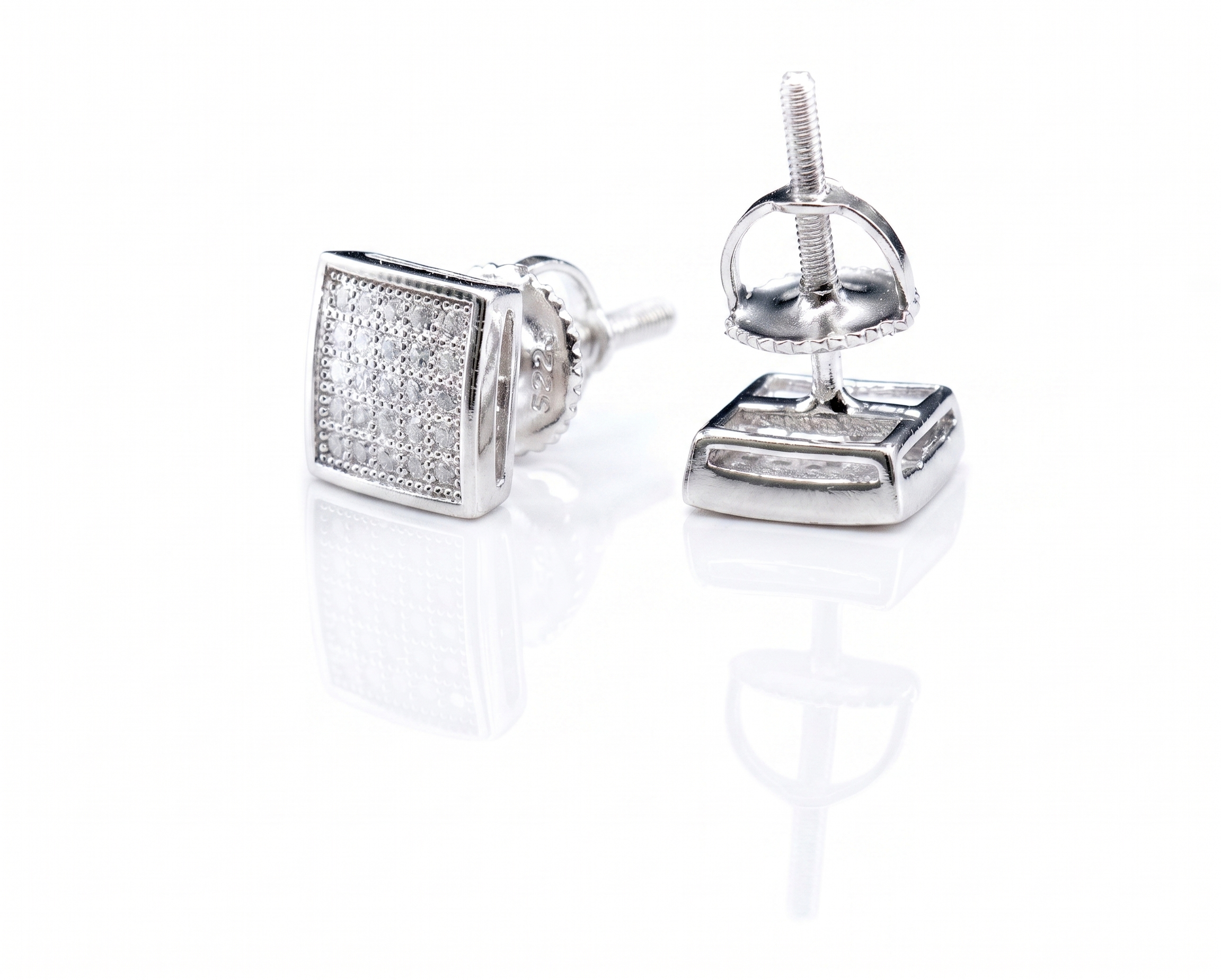 Moissanite 3D Square Stud Earrings 7.5MM