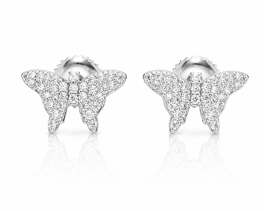 Moissanite butterfly stud earrings women VVS D color GRA certified 925 sterling silver Atlanta Paradise Gems