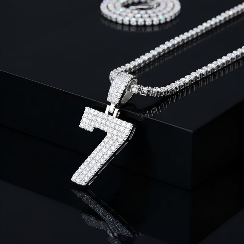 "0-9 " Round Style Numbers Charm with Moissanite Diamond VVS D Color | 925 SILVER | PASS DIAMOND TESTER!!!