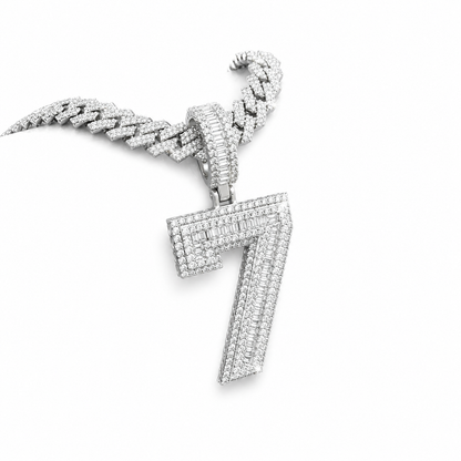 Custom Moissanite Baguette Number Pendant | 3ct VVS D Color | 925 Silver | Iced Out
