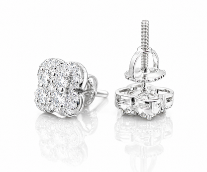 Moissanite Four Leaf Clover Stud Earrings 9.5MM — 14K Gold 925 Silver VVS D Color GRA Certified