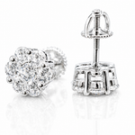 Moissanite flower cluster stud earrings VVS D color GRA certified 925 sterling silver Atlanta Paradise Gems