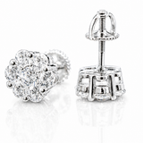 Moissanite flower cluster stud earrings VVS D color GRA certified 925 sterling silver Atlanta Paradise Gems