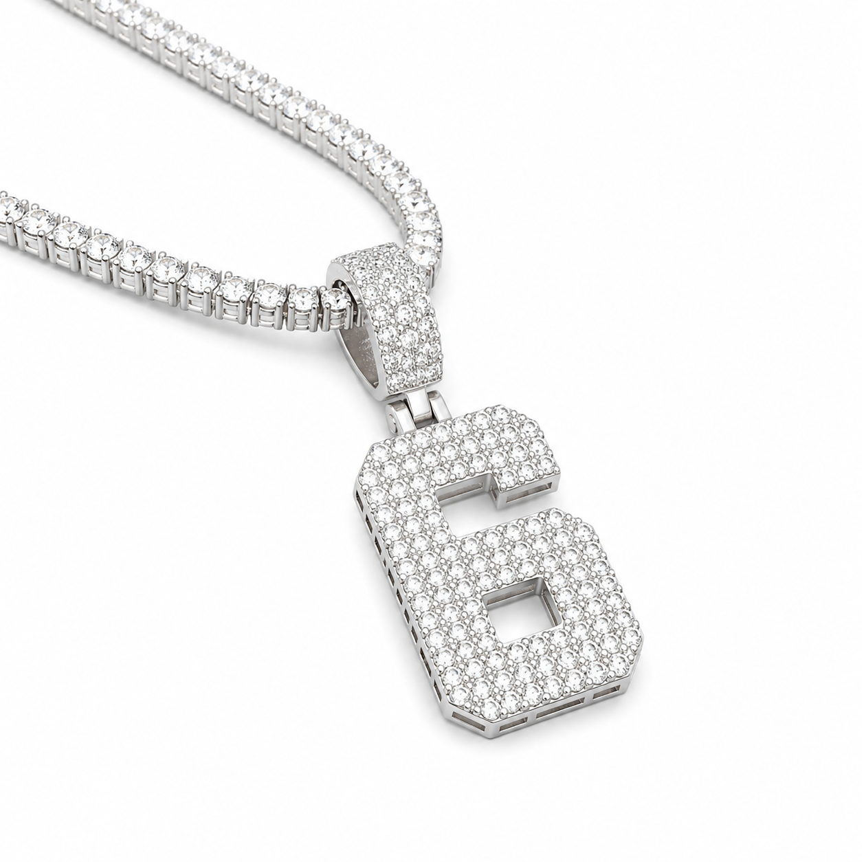 Iced Out Number Charm Pendant 0-9 | VVS D Color Moissanite | 925 Sterling Silver | GRA Certified | The Paradise Gems