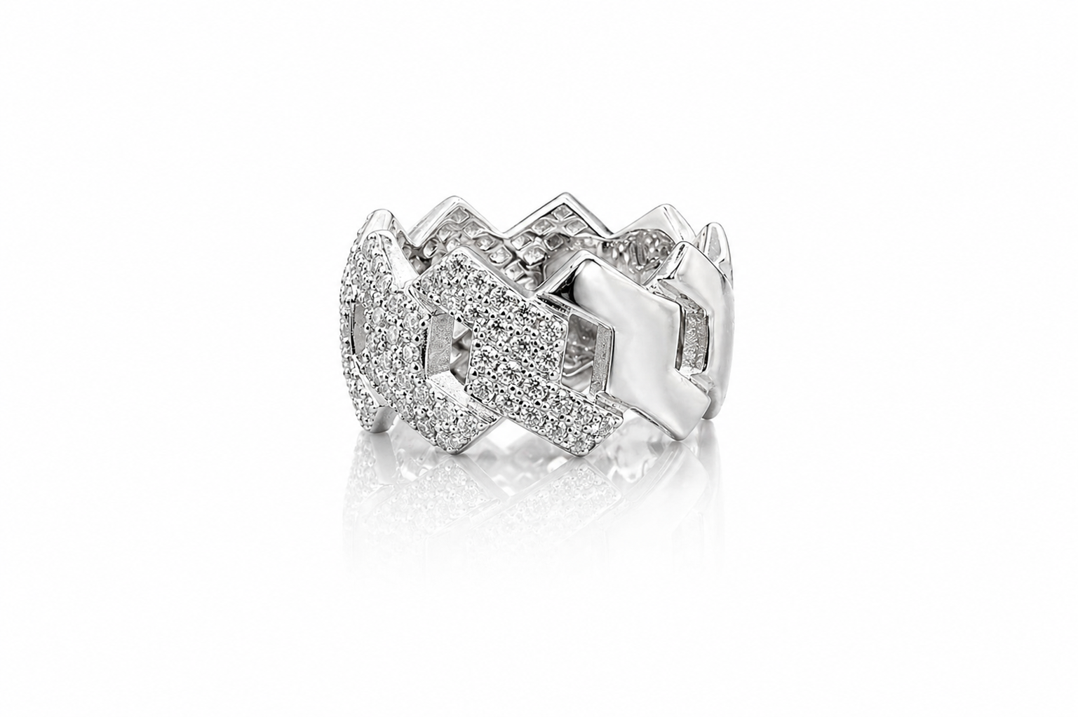 moissanite cuban link ring