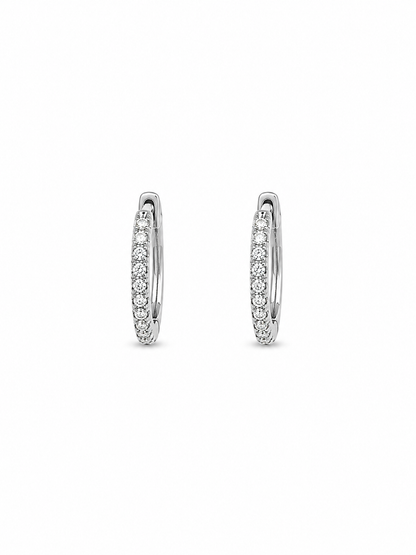 Moissanite pave huggie hoop earrings 1CT 14K gold 925 silver VVS D color GRA certified Atlanta Paradise Gems