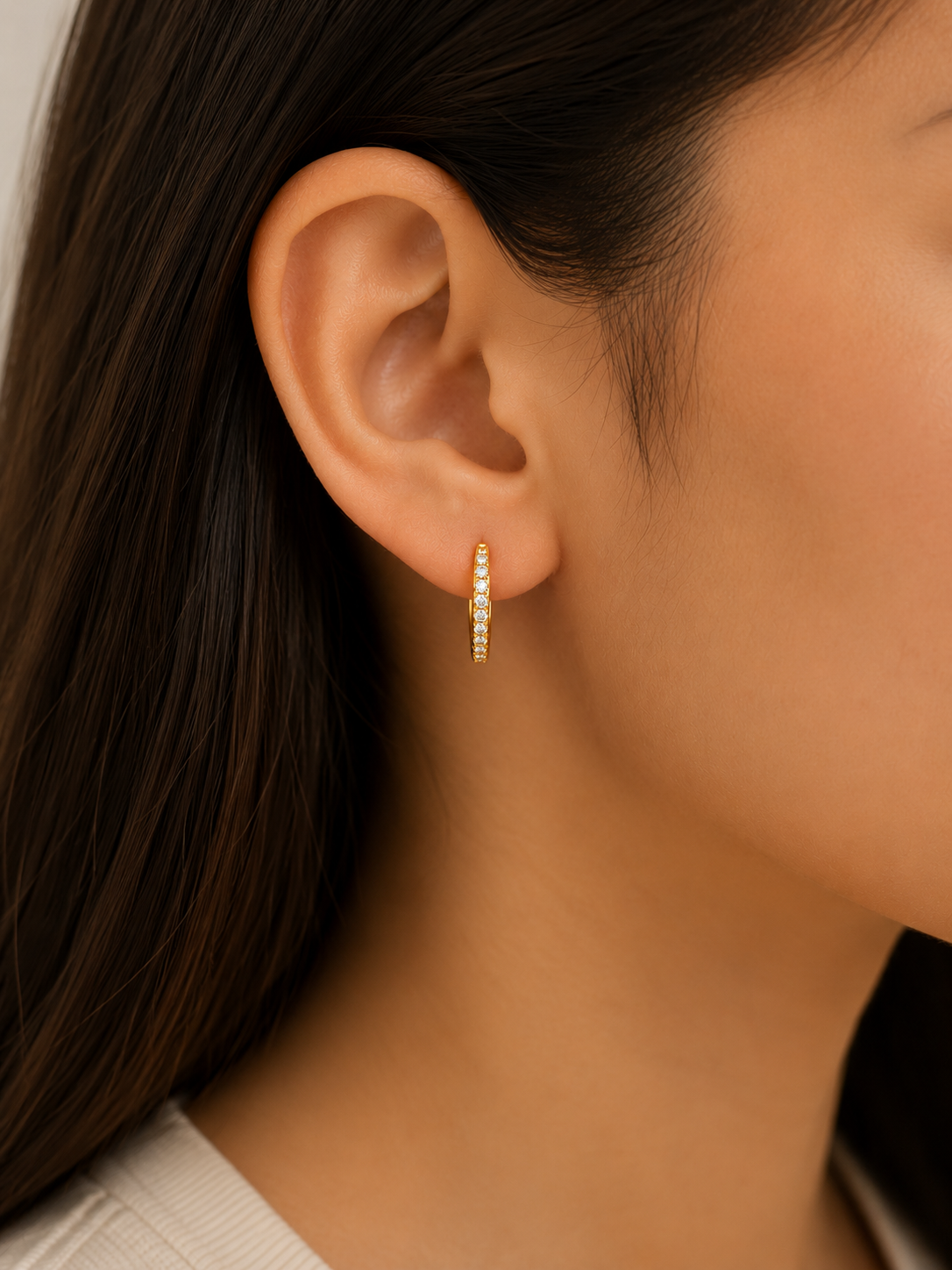 1 CTW Moissanite Pavé Huggie Hoop Earrings 14k gold over 925 silver GRA Certified
