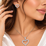 Main: GRA certified 2.5 carat moissanite open heart necklace and stud earrings set in 925 sterling silver
