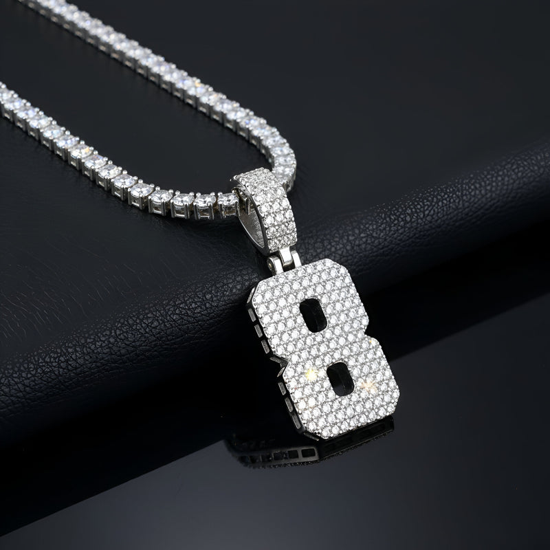 "0-9 " Round Style Numbers Charm with Moissanite Diamond VVS D Color | 925 SILVER | PASS DIAMOND TESTER!!!