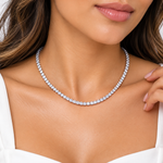 3mm moissanite tennis chain in 925 sterling silver worn by woman