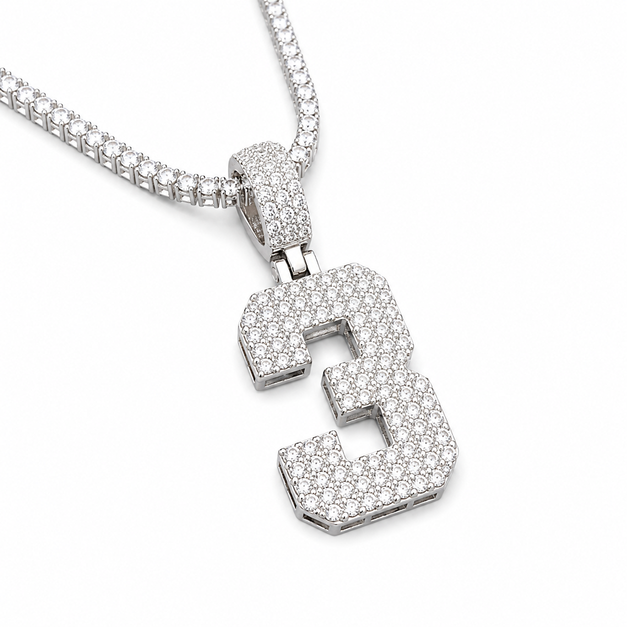 Iced Out Number Charm Pendant 0-9 | VVS D Color Moissanite | 925 Sterling Silver | GRA Certified | The Paradise Gems