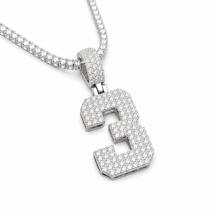 Iced Out Number Charm Pendant 0-9 | VVS D Color Moissanite | 925 Sterling Silver | GRA Certified | The Paradise Gems