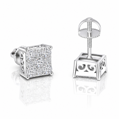 Mens moissanite square pointer stud earrings VVS D color GRA certified 925 sterling silver Atlanta