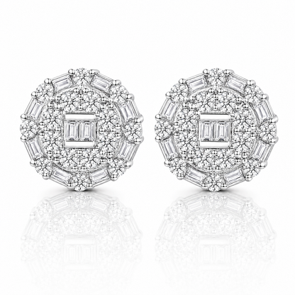 Moissanite Classic Iced Out Round Stud Earrings 10MM Screw Back — VVS D Color GRA Certified 925 Silver