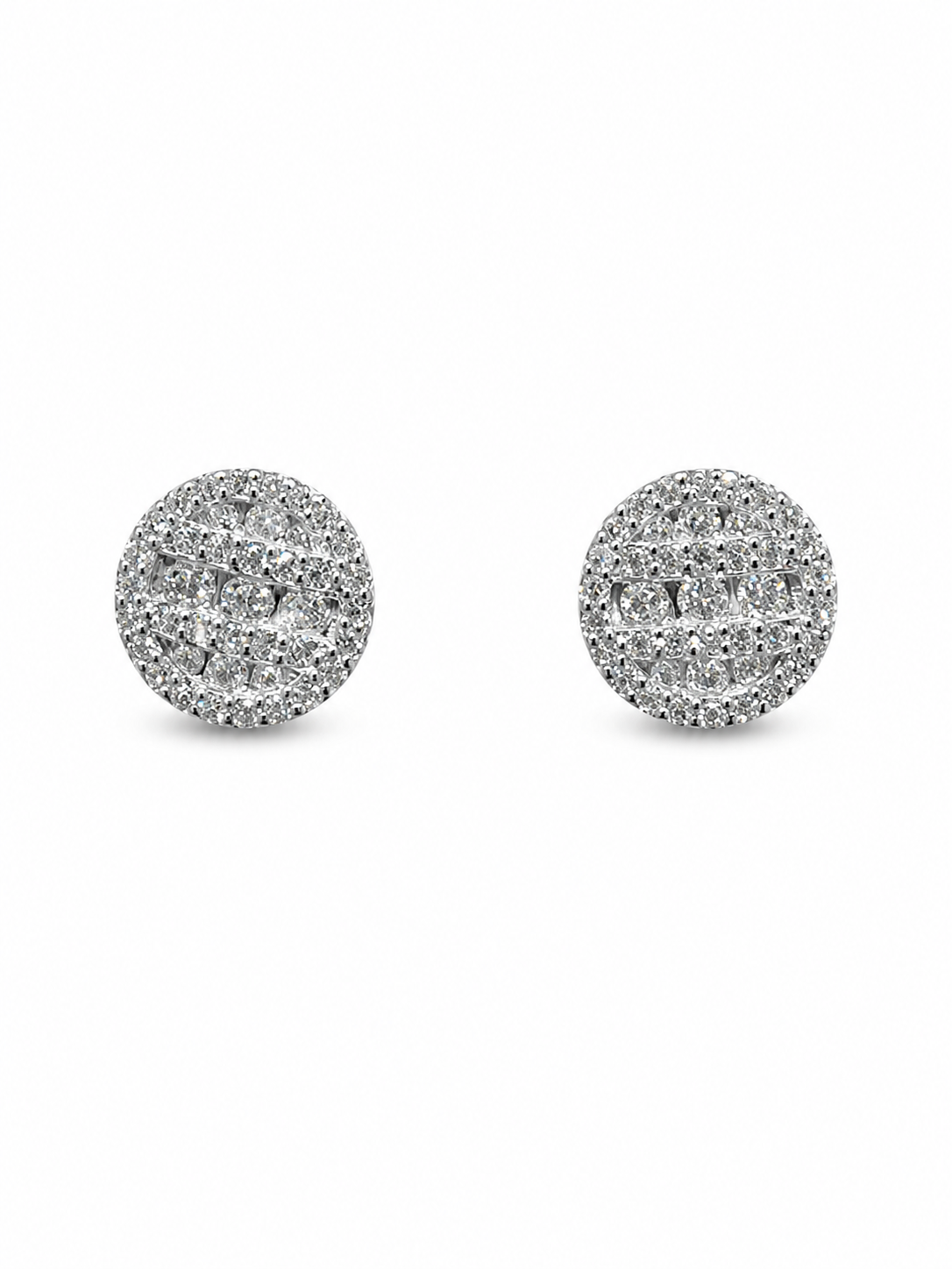 1 CTW -DEW Moissanite Round Pavé Cluster Stud Earrings 925 silver GRA Certified
