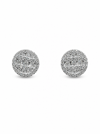 1 CTW -DEW Moissanite Round Pavé Cluster Stud Earrings 925 silver GRA Certified
