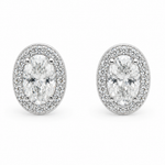 Moissanite oval halo stud earrings 1.5ct VVS D Color 8.5MM 925 sterling silver GRA certified from The Paradise Gems Atlanta