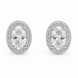 Moissanite oval halo stud earrings 1.5ct VVS D Color 8.5MM 925 sterling silver GRA certified from The Paradise Gems Atlanta