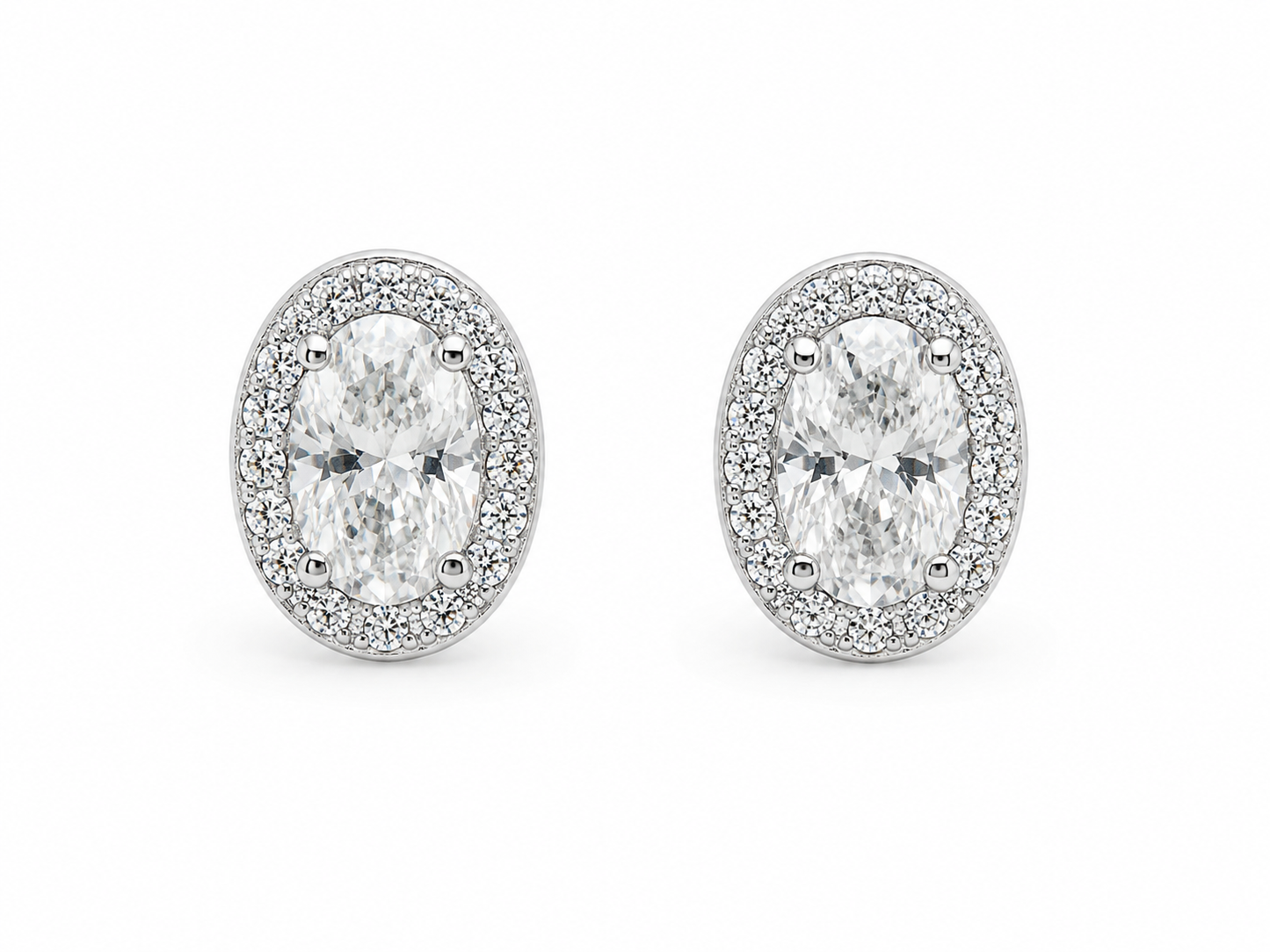 Moissanite oval halo stud earrings 1.5ct VVS D Color 8.5MM 925 sterling silver GRA certified from The Paradise Gems Atlanta