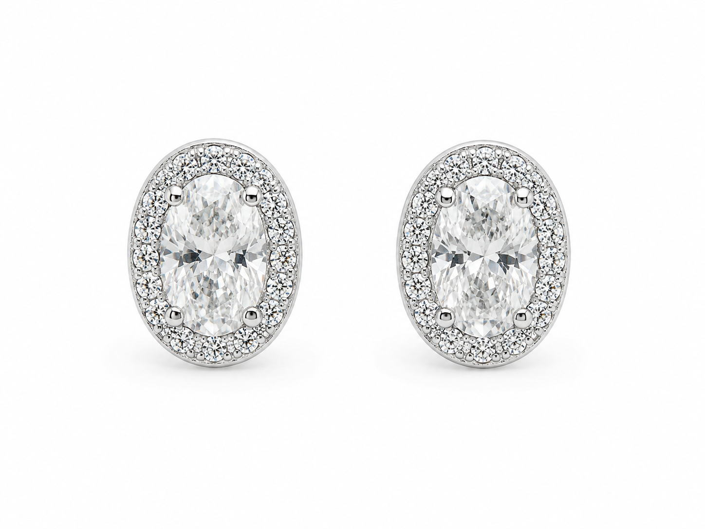 Moissanite oval halo stud earrings 1.5ct VVS D Color 8.5MM 925 sterling silver GRA certified from The Paradise Gems Atlanta