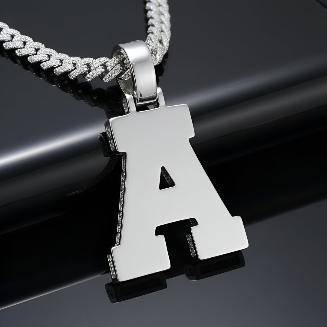 A-Z Letter Initials Baguette Style - Alphabet charm with Moissanite Diamond VVS D Color with 925 Silver 3.50 CARAT | PASSES DIAMOND TESTER!!