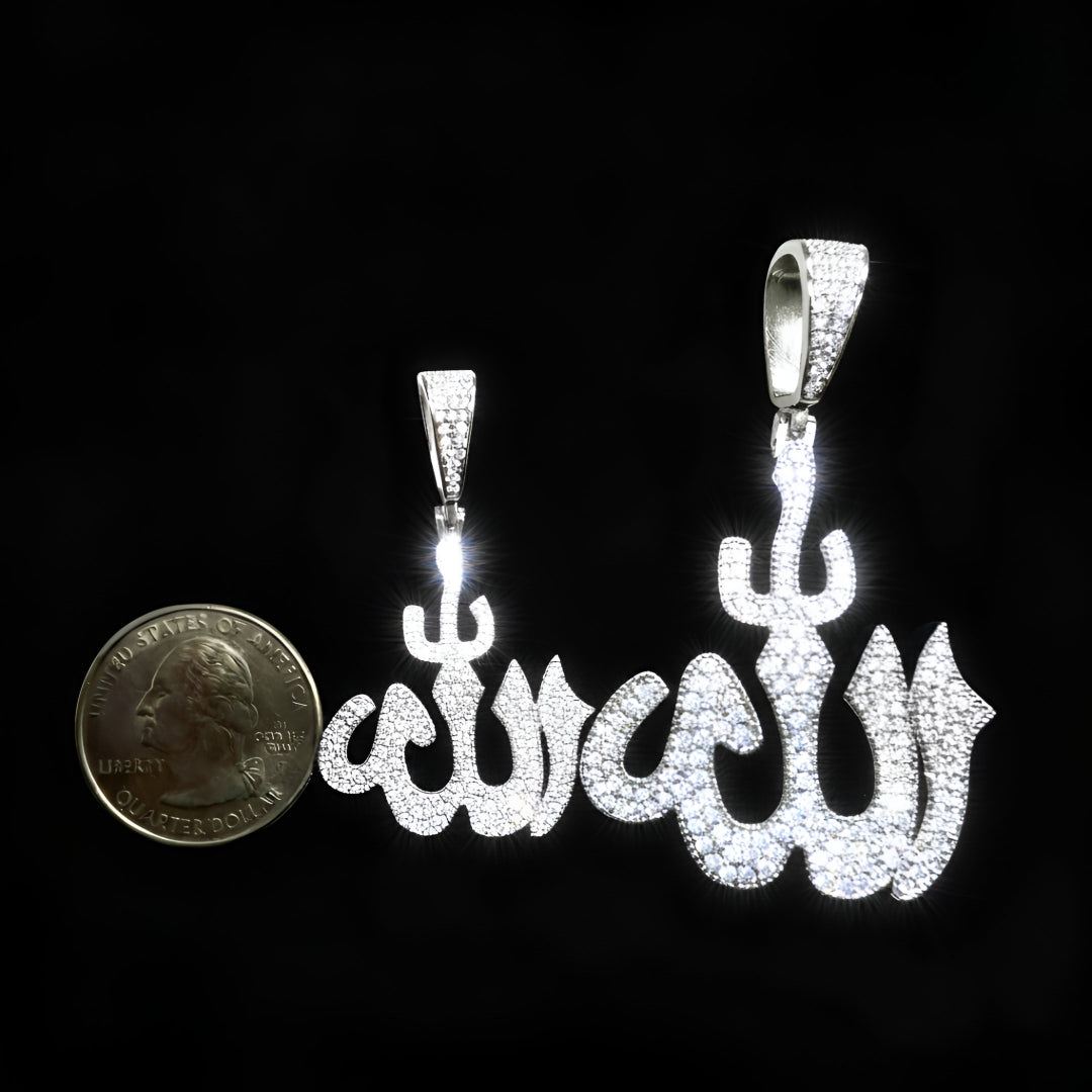 Allah Charm | Moissanite Diamond VVS D Color | 925 Silver | PASS DIAMOND TESTER!!!