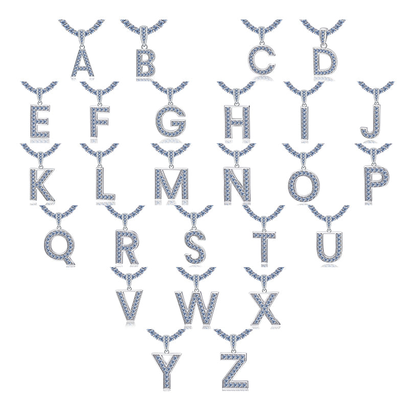 A-Z Letter initials - Alphabet charm with Moissanite VVS D Color with 925 Silver 1.00 CARAT | PASS DIAMOND TESTER!!!! WITH NECKLACE/WITHOUT NECKLACE