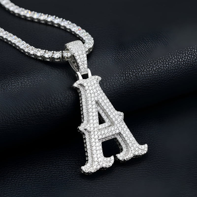 A-Z Letter Initials Round Style - Alphabet charm with Moissanite Diamond VVS D Color with 925 Silver 2.50 CARAT | PASSES DIAMOND TESTER! !