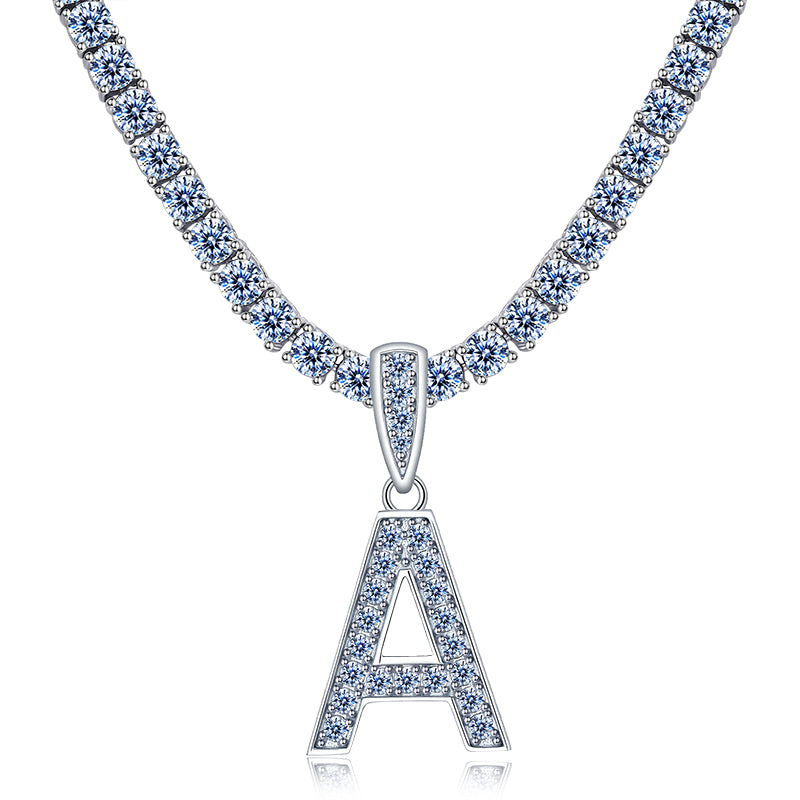 Moissanite letter initial pendant A-Z 1CT with chain VVS D color GRA certified 925 silver Atlanta