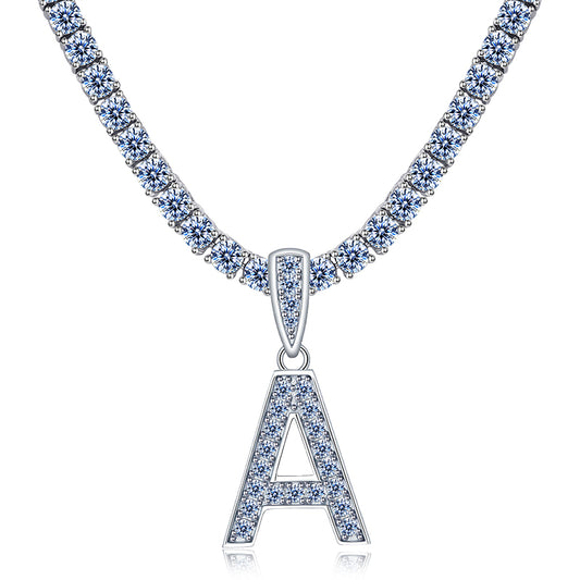 A-Z Letter initials - Alphabet charm with Moissanite VVS D Color with 925 Silver 1.00 CARAT | PASS DIAMOND TESTER!!!! WITH NECKLACE/WITHOUT NECKLACE