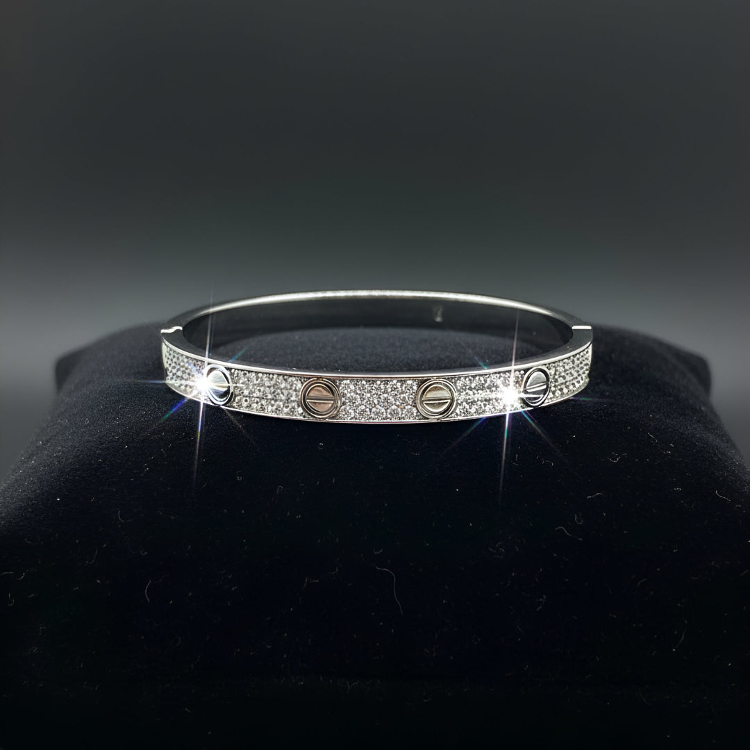 MOISSANITE Classic Love Bangle Bracelet - 925 Silver - 7.5"-8" - PASS DIAMOND TESTER