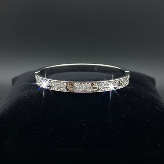 MOISSANITE Classic Love Bangle Bracelet - 925 Silver - 7.5"-8" - PASS DIAMOND TESTER