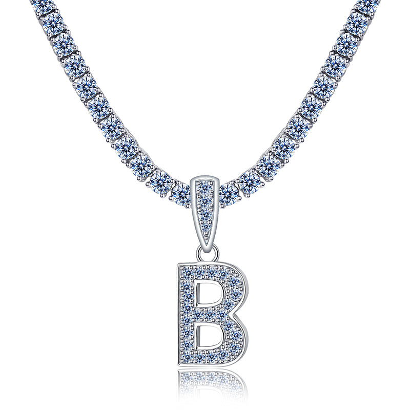 A-Z Letter initials - Alphabet charm with Moissanite VVS D Color with 925 Silver 1.00 CARAT | PASS DIAMOND TESTER!!!! WITH NECKLACE/WITHOUT NECKLACE