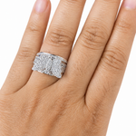 Moissanite butterfly pavé wide band ring in 14K white gold by Paradise Gems Atlanta"