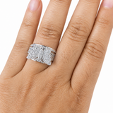 Moissanite butterfly pavé wide band ring in 14K white gold by Paradise Gems Atlanta"