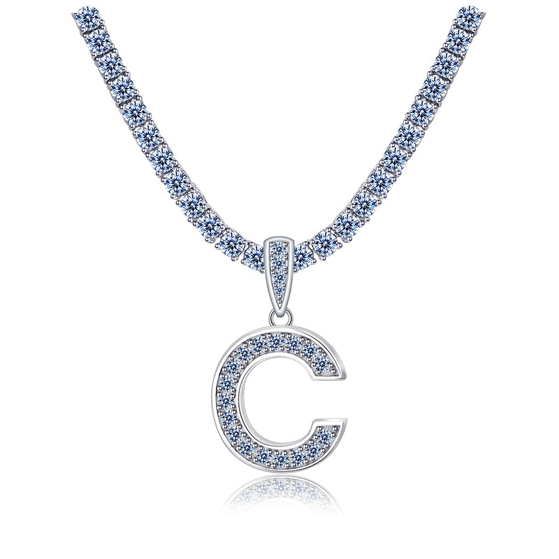 A-Z Letter initials - Alphabet charm with Moissanite VVS D Color with 925 Silver 1.00 CARAT | PASS DIAMOND TESTER!!!! WITH NECKLACE/WITHOUT NECKLACE